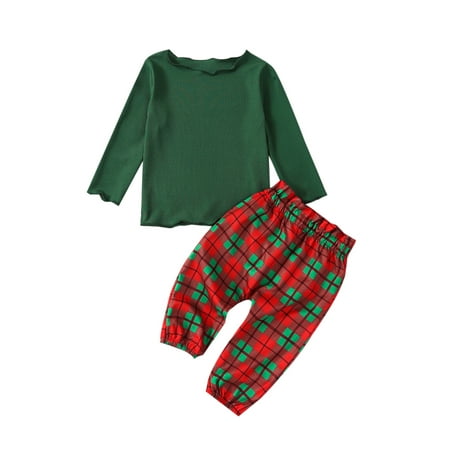 Gueuusu Baby Girl 2Pcs Christmas Outfits Long Sleeve Ribbed Tops + Plaid Pants Set Newborn Clothes
Gueuusu Baby Girl 2Pcs Christmas Outfits Long Sleeve Ribbed Tops + Plaid Pants Set Newborn Clothes