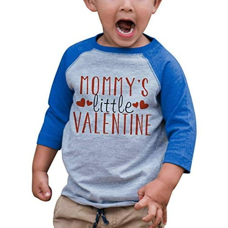 7 ate 9 Apparel Kids Mommy s Little Valentine Blue Raglan