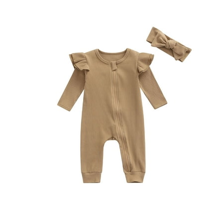 Sunisery Newborn Baby Girl Clothes Long Sleeve Ruffle Romper Zipper Jumpsuit Fall Winter Outfits with Headband Light Chestnut 0-3 Months
Sunisery Newborn Baby Girl Clothes Long Sleeve Ruffle Romper Zipper Jumpsuit Fall Winter Outfits with Headband Light Chestnut 0-3 Months