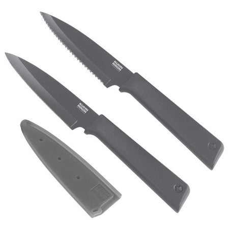 Kuhn Rikon COLORI+ Non-Stick Straight & Serrated Paring Knife Set Graphite Grey
Kuhn Rikon COLORI+ Non-Stick Straight & Serrated Paring Knife Set Graphite Grey