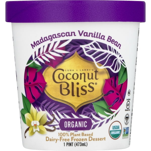 Luna & Larry's Coconut Bliss Frozen Dessert, Madagascan Vanilla Bean, Dairy-Free, Organic, Tub, 1.0 PT