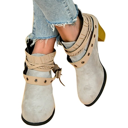 Wazshop Women Ankle Boots Chunky Heel Booties Zipper Block Heels Bootie Comfort Strap Buckle Winter Shoes Ladies Retro Anti-Slip Gray 9
Wazshop Women Ankle Boots Chunky Heel Booties Zipper Block Heels Bootie Comfort Strap Buckle Winter Shoes Ladies Retro Anti-Slip Gray 9