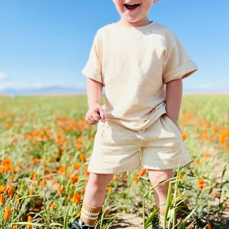Toddler Baby Boys 2PCS Shorts Sets Short Sleeve Crewneck Tops Drawstring Shorts Sets Summer Outfits
Toddler Baby Boys 2PCS Shorts Sets Short Sleeve Crewneck Tops Drawstring Shorts Sets Summer Outfits