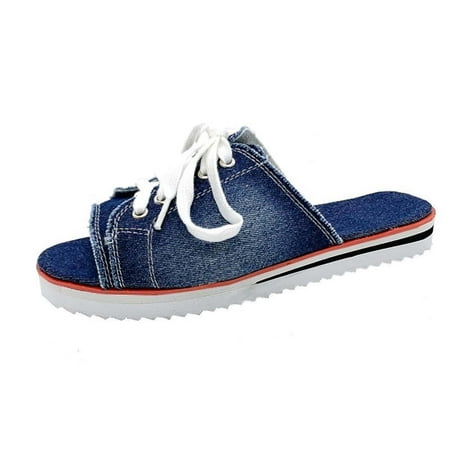 Kukoosong Womens Sandals Outerwear Summer Round Toe Slippers Fashion Canvas Beach Shoes Flat Casual Frenulum Flip-flops Flat Sandals for Women Blue 40
Kukoosong Womens Sandals Outerwear Summer Round Toe Slippers Fashion Canvas Beach Shoes Flat Casual Frenulum Flip-flops Flat Sandals for Women Blue 40