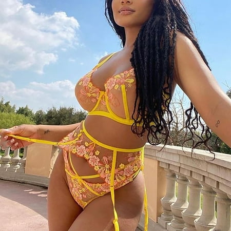 UoCefik Women s Lingerie See Through Push Up Floral Sexy Bodysuit Mesh Bra and Panty Setswith Garter Belt Yellow M
UoCefik Women s Lingerie See Through Push Up Floral Sexy Bodysuit Mesh Bra and Panty Setswith Garter Belt Yellow M