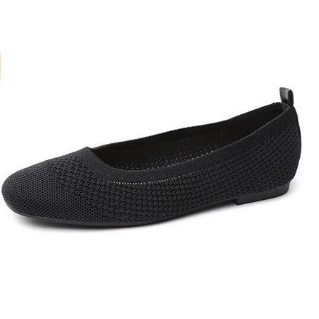 Women s Ballet Flats Square Toe Knitted Lightweight Slip On Loafer Shoes Size 8