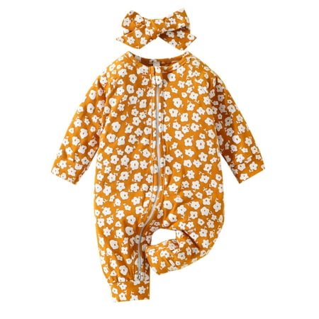 Bagilaanoe Newborn Baby Girl Jumpsuit Floral Print Long Sleeve Bodysuit + Headband 3M 6M 9M 12M Infant Zipper One Piece Romper
Bagilaanoe Newborn Baby Girl Jumpsuit Floral Print Long Sleeve Bodysuit + Headband 3M 6M 9M 12M Infant Zipper One Piece Romper