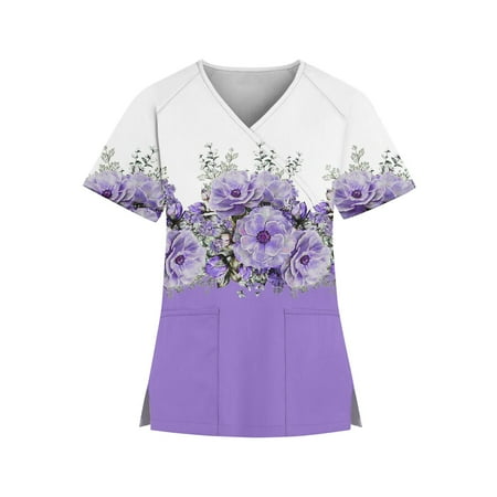 Knosfe Print Scrub Tops for Women Floral V Neck Mock Wrap Maternity Scrubs for Women Medical Workwear Nursing Uniform Short Sleeve Scrub Tops for Women Clearance Plus Size with Two Pockets Purple 3XL
Knosfe Print Scrub Tops for Women Floral V Neck Mock Wrap Maternity Scrubs for Women Medical Workwear Nursing Uniform Short Sleeve Scrub Tops for Women Clearance Plus Size with Two Pockets Purple 3XL