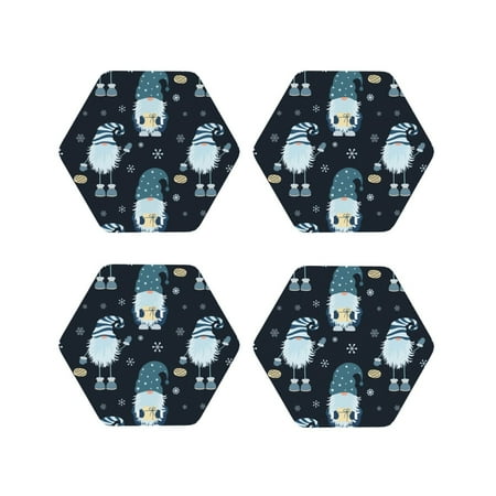 Fuzoiu Gnome and Snowflakes Print Leather Coasters Set Drink Coasters Set of 4 for Tabletop Protection Durable PVC Coasters Home Décor and Housewarming Gift-Hexagon
Fuzoiu Gnome and Snowflakes Print Leather Coasters Set Drink Coasters Set of 4 for Tabletop Protection Durable PVC Coasters Home Décor and Housewarming Gift-Hexagon