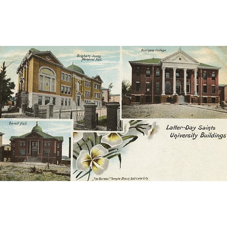 Salt Lake City - Brigham Young Memorial Hall Poster Print By Mary Evans Grenville Collins Postcard Collection