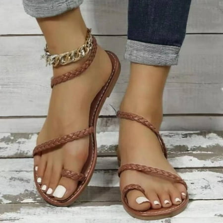 Cathalem Dress Sandals for Women Ladies Fashion Solid Color Leather Woven Lace Cover Toe Flat Casual Sandals Sandal Brown 8
Cathalem Dress Sandals for Women Ladies Fashion Solid Color Leather Woven Lace Cover Toe Flat Casual Sandals Sandal Brown 8