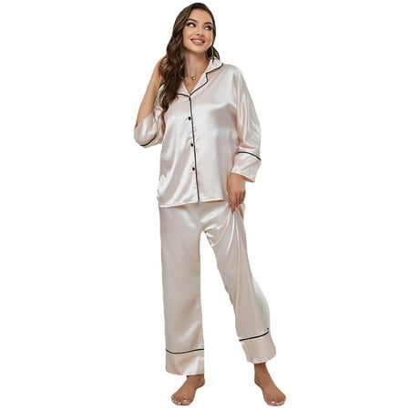 BESTSPR Silk Pajamas Woman Long Sleeve Pajamas Set Button Down Shirts and Pants Pajamas Set Nightwear Loungewear S-XL
BESTSPR Silk Pajamas Woman Long Sleeve Pajamas Set Button Down Shirts and Pants Pajamas Set Nightwear Loungewear S-XL