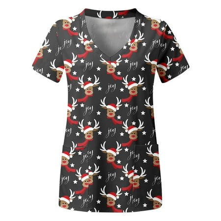 Christmas Scrub_top for Women Plus Size Top V Neck Short Sleeved Pockets Printed T Shirt
Christmas Scrub_top for Women Plus Size Top V Neck Short Sleeved Pockets Printed T Shirt
