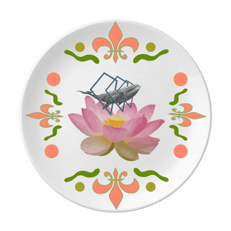 Lotus Whale Flower Bird Sacred Flower Ceramics Plate Tableware Dinner Dish