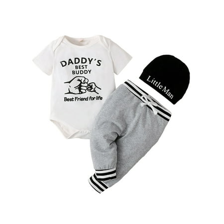 elfinBE Newborn Baby Infant Boy Letter Print Short Sleeve Romper Casual Elastic Pants Hat Three-piece Set 0-18M
elfinBE Newborn Baby Infant Boy Letter Print Short Sleeve Romper Casual Elastic Pants Hat Three-piece Set 0-18M