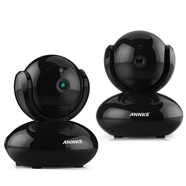 ANNKE 2Pcs HD 720P WiFi Video Monitoring Security Wireless IP Camera with Pan/Tilt, Two-Way Audio, Plug & Play Setup, Optional Cloud Recording, Full HD 720P - Black