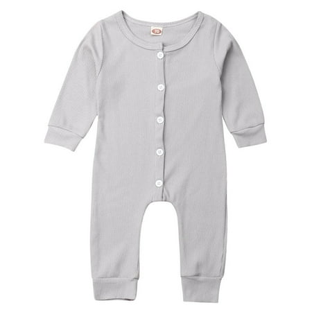 Sunisery Infant Newborn Baby Girl Boy Long Sleeve Solid Color Ribbed Knit Button Romper Gray 6-12 Months
Sunisery Infant Newborn Baby Girl Boy Long Sleeve Solid Color Ribbed Knit Button Romper Gray 6-12 Months
