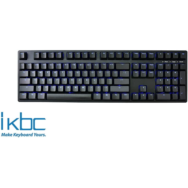 iKBC TD108 Blue Backlit LED Mechanical Keyboard with Cherry MX Blue Switch for Windows/Mac, Full Size Computer Keyboards, Black Case, Black PBT Doubleshot 108 Keycaps, ASIN/US QWERTY