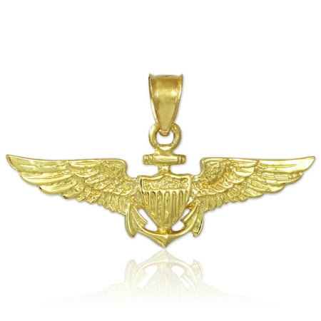 Solid 10k Yellow Gold US Naval Aviator Wings Pendant