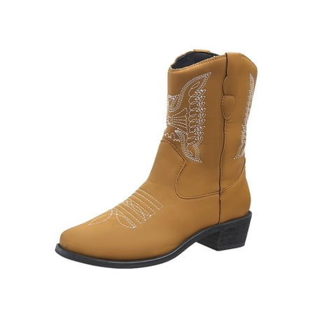 SIMANLAN Women Fashion Mid Calf Boots Chunky Heel Embroidered Shoes Work Comfort Vintage Western Cowgirl Boot Yellow 7.5
SIMANLAN Women Fashion Mid Calf Boots Chunky Heel Embroidered Shoes Work Comfort Vintage Western Cowgirl Boot Yellow 7.5