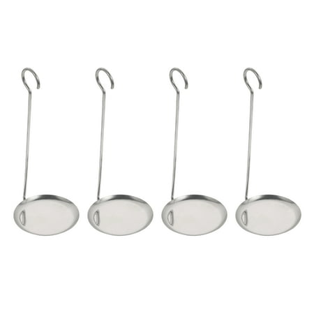 4Pcs Stainless Steel Flat Frying Spoons Rice Crust Shrimp Cake Spoons (Silver)
