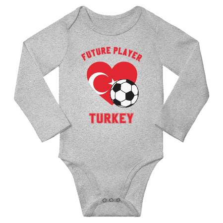Future Turkey Soccer Player Baby Long Slevve Romper (Gray 18-24 Months)