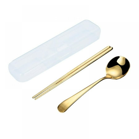 Retap 2Pcs/set Cute Cutlery Set Stainless Steel Dinnerware Silverware Flatware Set Dinner NORBI Portable Spoon Chopsticks Package