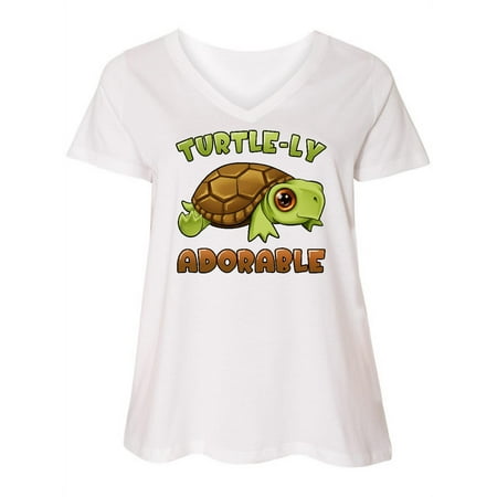 Inktastic Turtle-ly Adorable Cute Turtle Women s Plus Size V-Neck