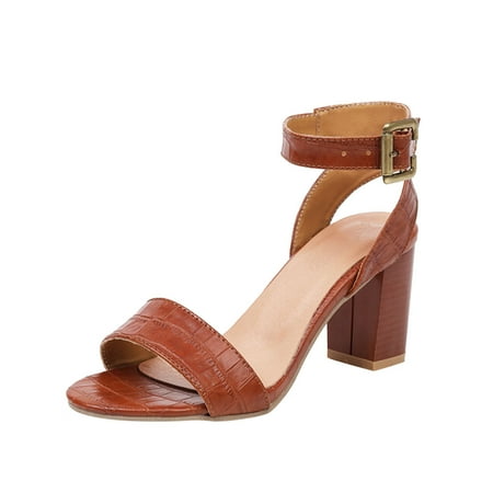 Womens Sandals Ladies Fashion Solid Color Leather Open Toe Pointed Buckle Chunky High Heeled Sandals Women S Sandals Pu Brown 41
Womens Sandals Ladies Fashion Solid Color Leather Open Toe Pointed Buckle Chunky High Heeled Sandals Women S Sandals Pu Brown 41