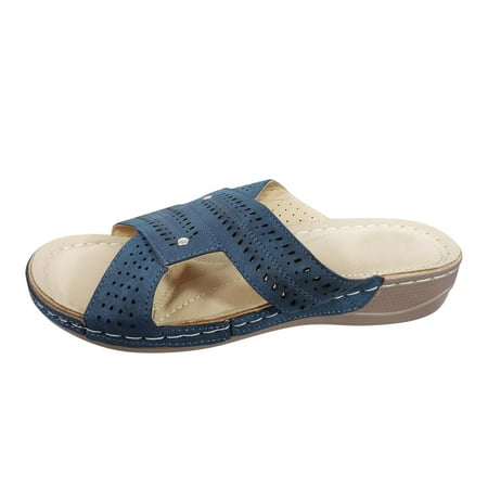 Sandals for Women Summer Womens Casual Shoes Breathable Thick Soled Wedges Leisure Sandals PU Navy 38
Sandals for Women Summer Womens Casual Shoes Breathable Thick Soled Wedges Leisure Sandals PU Navy 38