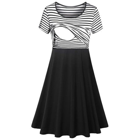 Women Summer Maternity Nursing Dress Sleeveless/Short Sleeve Crew Neck Striped/Solid Breastfeeding A-line Dresses
Women Summer Maternity Nursing Dress Sleeveless/Short Sleeve Crew Neck Striped/Solid Breastfeeding A-line Dresses