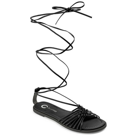 Journee Collection Womens Jess Ankle Wrap Low Block Heel Sandals