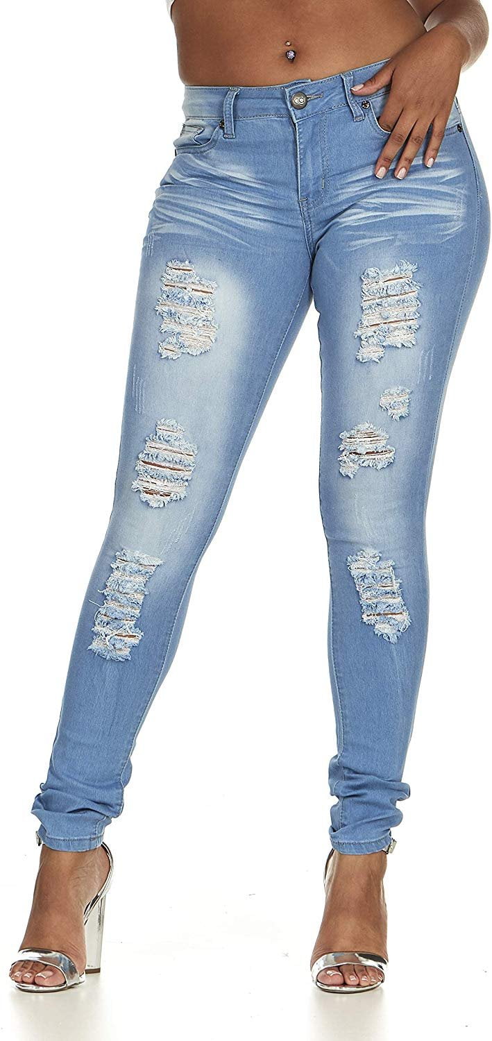 VIP Jeans Cute Trendy Stone Washed Torn Ripped Distressed Skinny