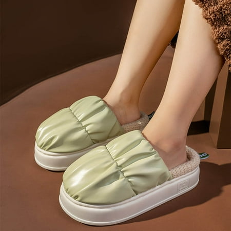 Cathalem Women Furry Slippers Couple Women s Winter Indoor Home Thick Bottom Non Slip Waterproof Fleece Warm Cotton Slippers Shoes Green 7.5
Cathalem Women Furry Slippers Couple Women s Winter Indoor Home Thick Bottom Non Slip Waterproof Fleece Warm Cotton Slippers Shoes Green 7.5