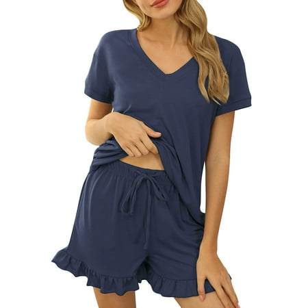 UKAP Women Pajamas Sets Ruffle Sleepwear Short Sleeve Two Piece Outfits Baggy Lounge Set Dailywear Nightwear Blue XXL
UKAP Women Pajamas Sets Ruffle Sleepwear Short Sleeve Two Piece Outfits Baggy Lounge Set Dailywear Nightwear Blue XXL
