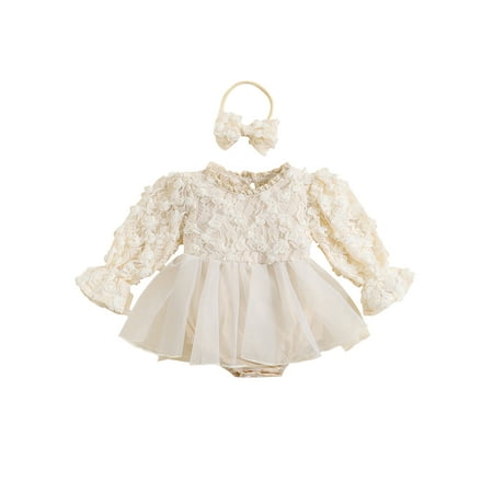 Qtinghua Infant Baby Girls Romper Dress Long Sleeve Lace Floral Tulle Jumpsuit with Headband Spring Autumn Clothes
Qtinghua Infant Baby Girls Romper Dress Long Sleeve Lace Floral Tulle Jumpsuit with Headband Spring Autumn Clothes