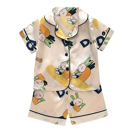 Toddler Kids Baby Boys Girls Satin Cartoon Button Down Short Sleeve Shirt Tops + Shorts Pants Silk Pajamas Sleepwear Baby Outfits Loungewear Set
Toddler Kids Baby Boys Girls Satin Cartoon Button Down Short Sleeve Shirt Tops + Shorts Pants Silk Pajamas Sleepwear Baby Outfits Loungewear Set