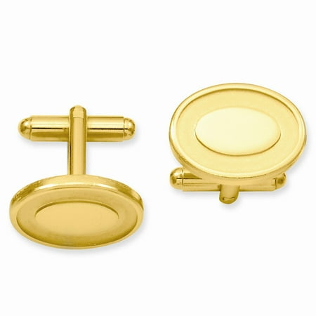 Gold-plated Oval with Engraveable Area Cuff Links