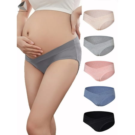 Sixtyshades 3 Pcs Womens Maternity Underwear Under Bump Cotton V-Waist Pregnancy Panties (3XL Pink)