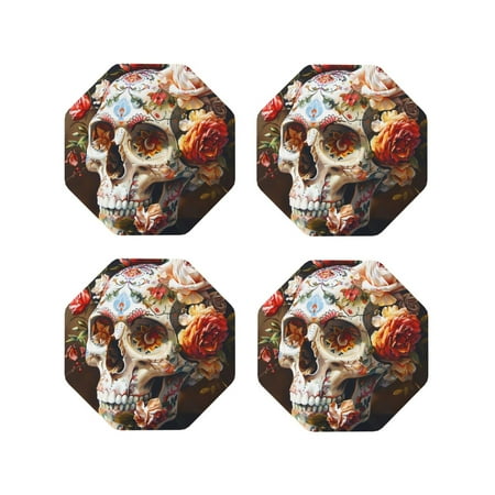 Tideii Rose Floral Skull for Leather Coasters 4 Pieces Anti-fouling and Anti-scalding Decorative Coasters Suitable for Restaurants Kitchens Coffee Shops-Octagon
Tideii Rose Floral Skull for Leather Coasters 4 Pieces Anti-fouling and Anti-scalding Decorative Coasters Suitable for Restaurants Kitchens Coffee Shops-Octagon