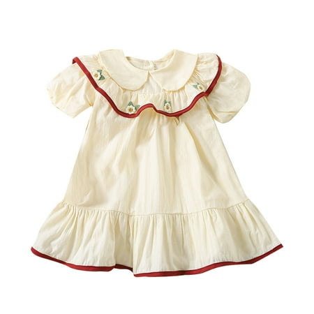 Cute Dresses For Girls Summer Fashion Solid Color Lapel Small Flower Embroidery Princess Dress Summer Causal Skirts
Cute Dresses For Girls Summer Fashion Solid Color Lapel Small Flower Embroidery Princess Dress Summer Causal Skirts