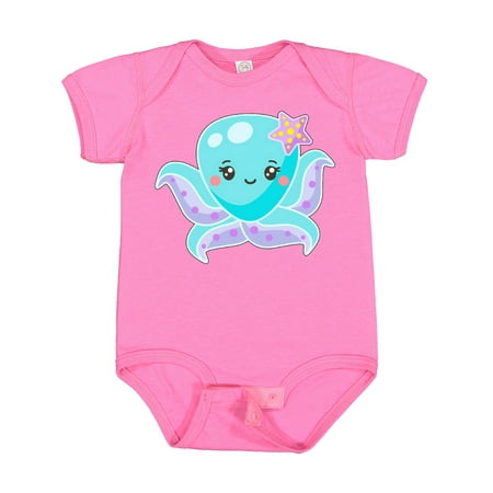 Inktastic Cute Octopus Blue with Star Gift Baby Boy or Baby Girl Bodysuit