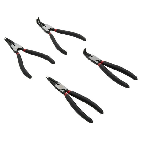 STEELMAN 4-Piece 7-Inch L Straight and 90-deg Offset Snap-Ring Pliers Set 60958