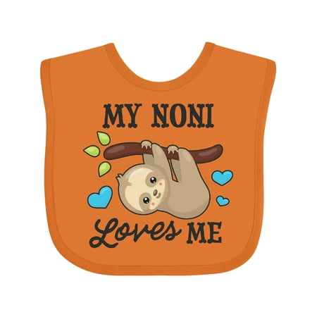 Inktastic My Noni Loves Me with Sloth and Hearts Gift Baby Boy or Baby Girl Bib