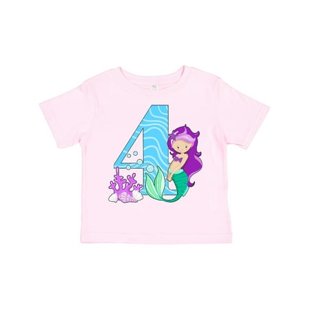 Inktastic Fourth Birthday Mermaid Gift Toddler Toddler Girl T-Shirt