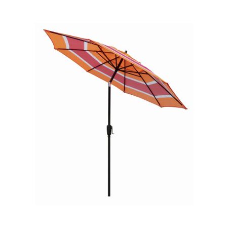 March Products ECO908D709-P202 Patio Market Umbrella, Steel Frame, Orange Stripe Polyester, 9-Ft.