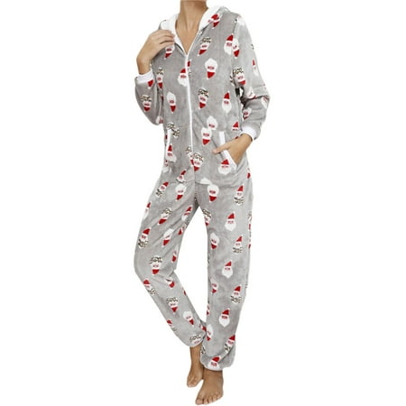FOCUSNORM Women s Jumpsuit One Piece Onsies Sleepwear Santa Print Christmas Pajamas Romper with Hood and Zip
FOCUSNORM Women s Jumpsuit One Piece Onsies Sleepwear Santa Print Christmas Pajamas Romper with Hood and Zip
