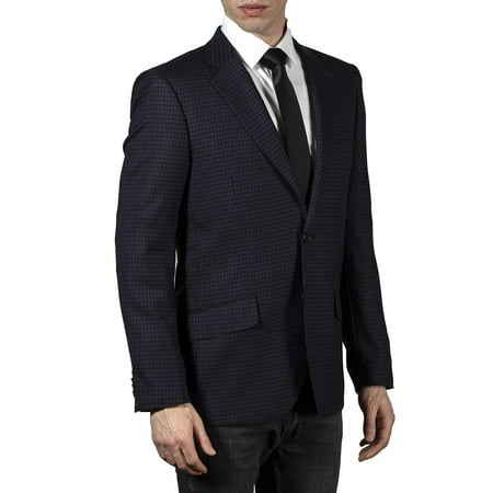 Adam Baker by Douglas & Grahame Men's 6807100/6 Single Breasted 100% Wool Ultra Slim Fit Blazer/Sport Coat - Navy Check - 48R