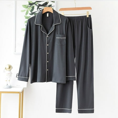 Fiudx Men Casual Solid Cardigan Long Sleeves Sleepwear Tops And Pants Turndown Suit 88
Fiudx Men Casual Solid Cardigan Long Sleeves Sleepwear Tops And Pants Turndown Suit 88
