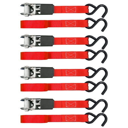 Hyper Tough 4 Pack 10 Feet Ratchet Tie Downs 300 lb